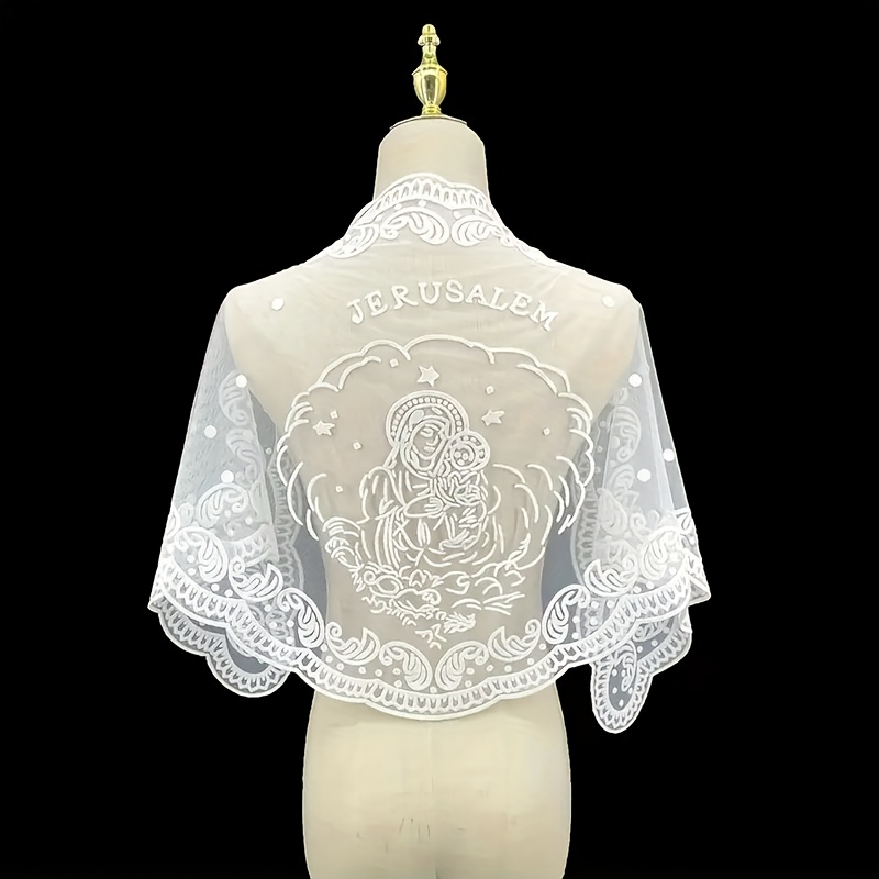 TEMU 1/2 pièces Écharpe et Imprimée, Voile, Châle, Tissu Transparent, Wrap Vintage Pur, Tenue de Prière pour l'Église, Accessoire de Mode, Tenue de