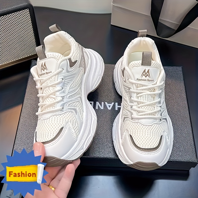 Hot-Selling Women's Dad Sneakers 2026 New Four-Season Breathable Mesh Versatile White Shoes with Thick Sole, Height-Increasing Casual Sports Shoes
