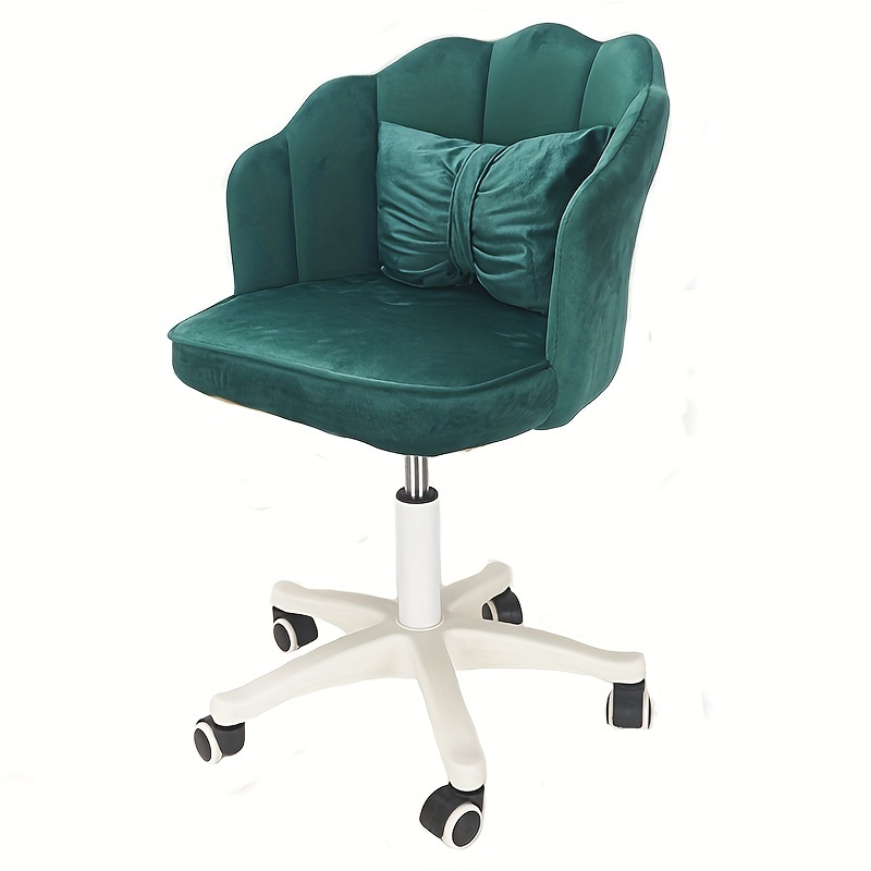 Un taburete rodante que puede soportar 136.08 KG, con un asiento y respaldo cómodos que gira 360°, ideal para uso doméstico como silla de ordenador, silla de maquillaje o taburete de tocador, fabricado con nailon y diseñado con un respaldo lineal de loto.