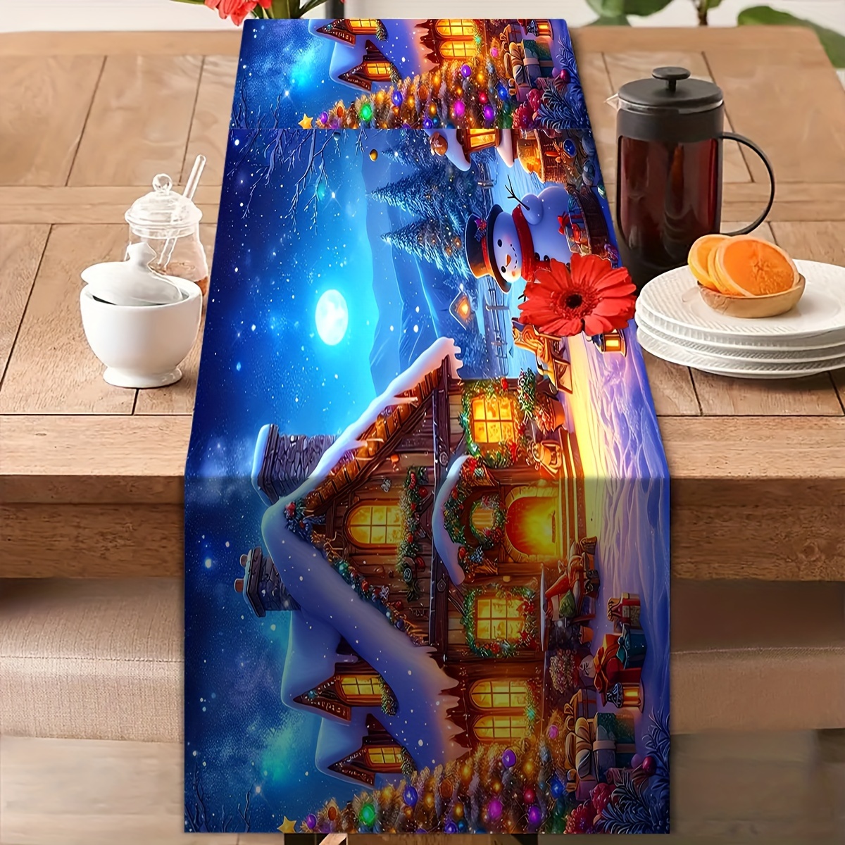 Image of Christmas Tablecloth, Bohemian Kitchen And Dining Room Decor, Durable Table Cover, Festive Decoration, Room Adornment, Scene Decoration, Party Supplies, Gifts, Suitable For All