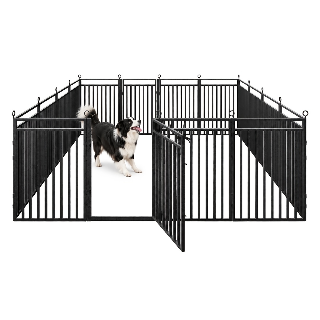 item picture dogfort   dog playpen 8 16   panels   no dig outdoor dog fence for yard rv camping   steel material