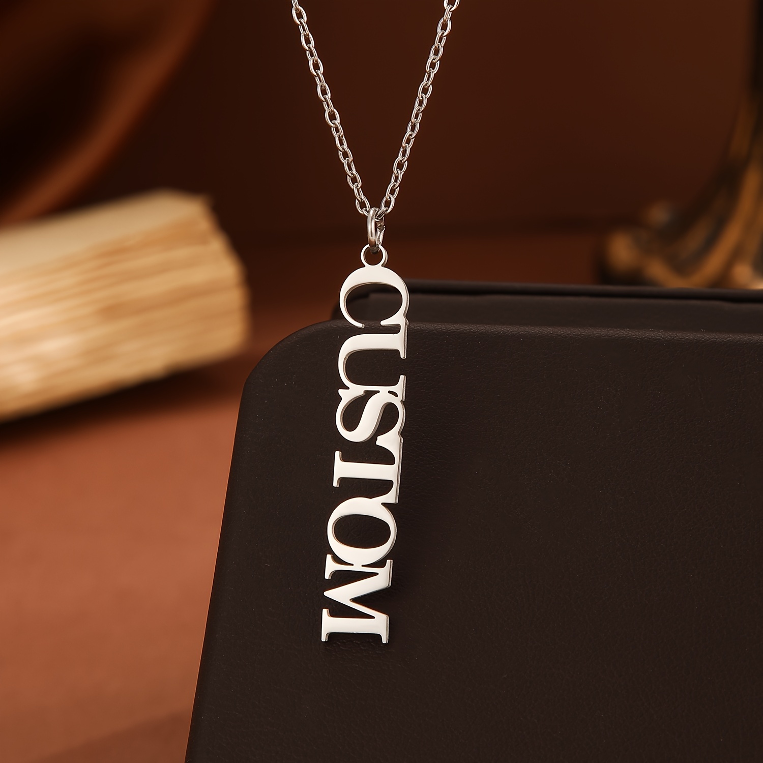 TEMU Custom 1pc Minimalist Elegant Stainless Steel Necklace With Personalized English Name Pendant - Holiday Gift Or Birthday Jewelry (customization