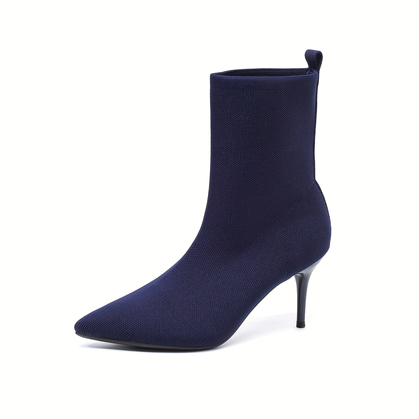 TEMU Botines de punto de punta afilada y tacón de aguja para mujer, de color liso, con tela no irritante, adecuados para uso diario, sociales y