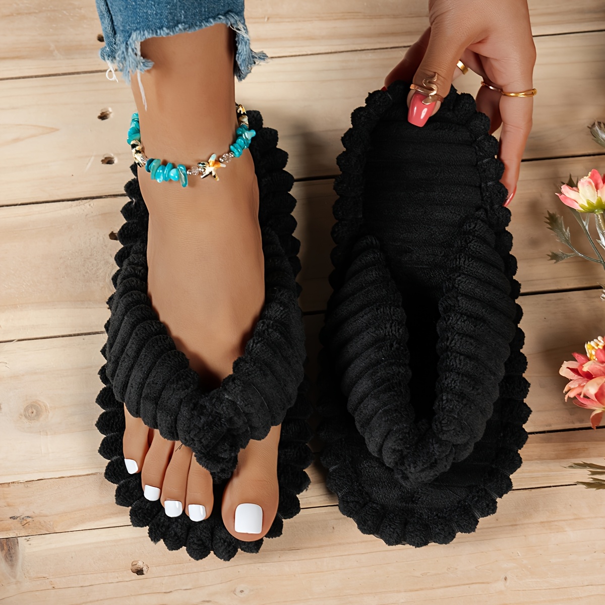 TEMU Ciabatte Infradito da Donna Semplici ed Eleganti per Interni, da Casa con Suola Morbida, Silenziose e Antiscivolo, Allargate per , Calzature da