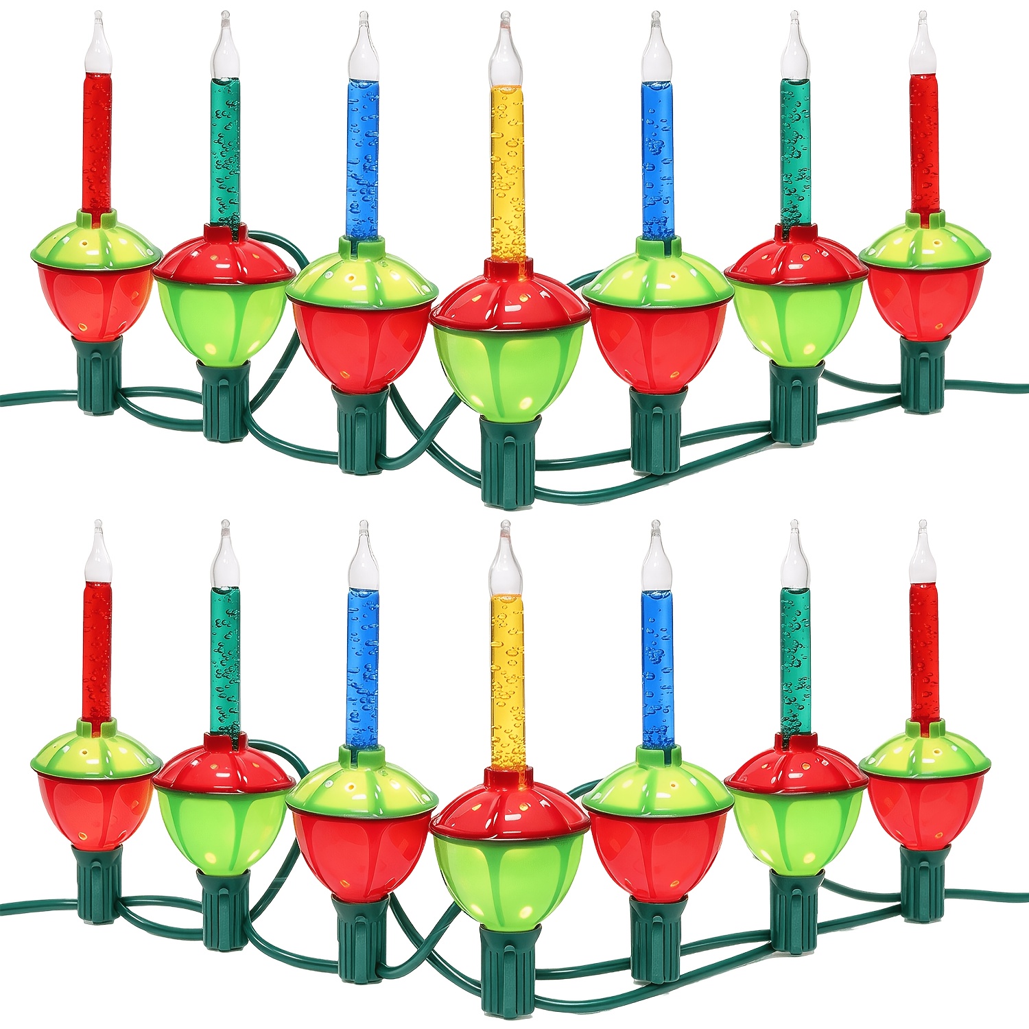 TEMU 22 Ft Christmas Bubble Lights, 2 Sets Of Christmas String Lights With 14 Vintage Christmas Lights, Fluids Light For Holiday Decor, Festive