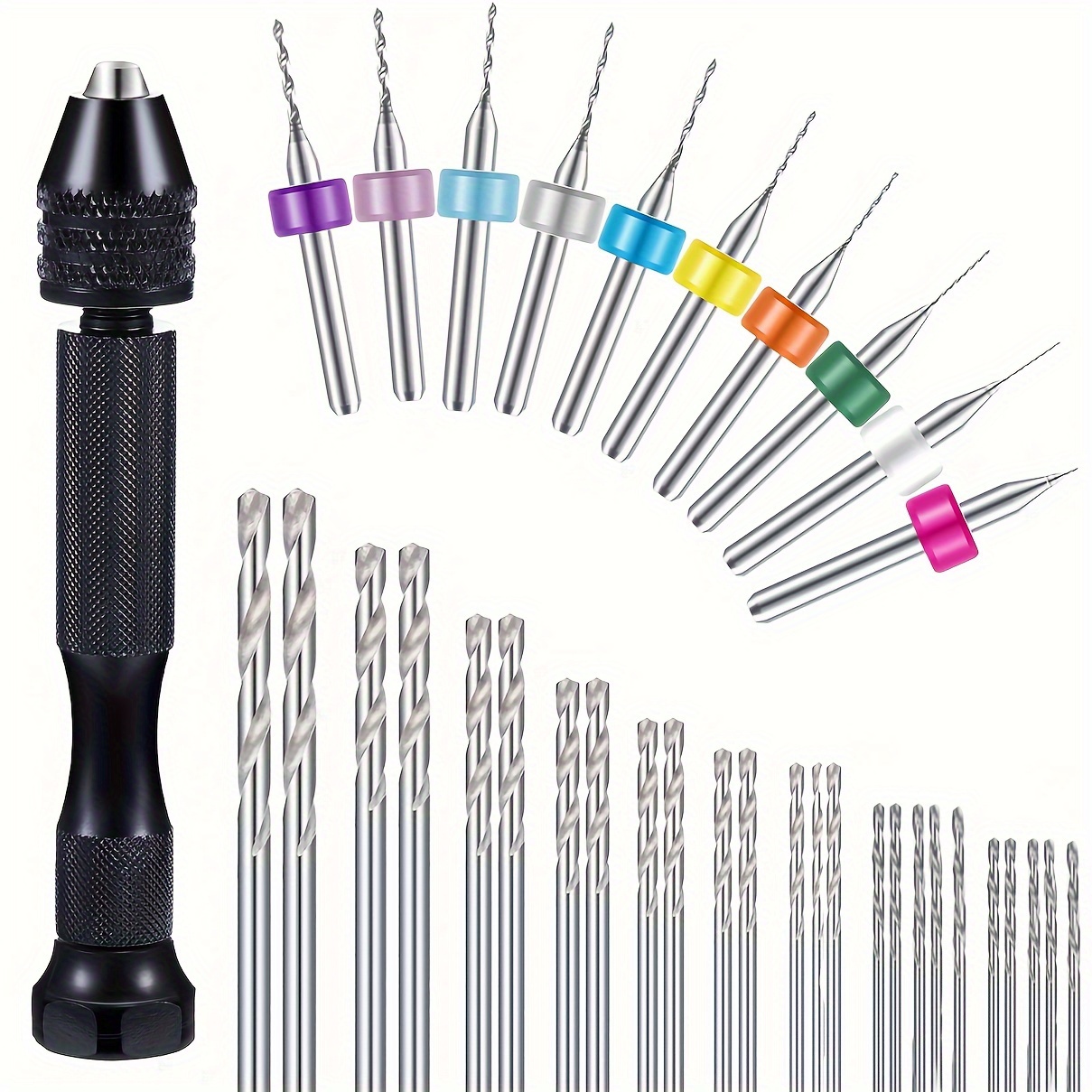 Image of 36pcs Precision Hand Drill Bits Set, Pin Vise With 25 Twist Drills And 10 Pcb Rotary Tools For Resin, Wood Crafts Jewelry Making, And Carving - Manual Operation And Precise Drilling