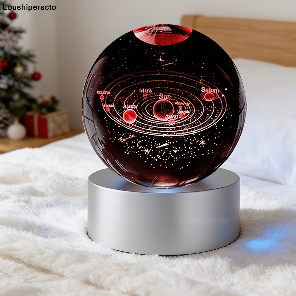 TEMU System Crystal Ball Night Light Unique Led Bedroom Decor Lamp Anniversary Birthday Gifts For Women Mom Couple Lover Wedding Party Graduation