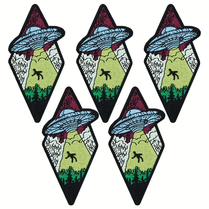 TEMU 5pcs Ufo Patch For Men, Embroidered Applique, Iron On Sew On Patch, Ufo Patch, Space Patch, Trippy Patch