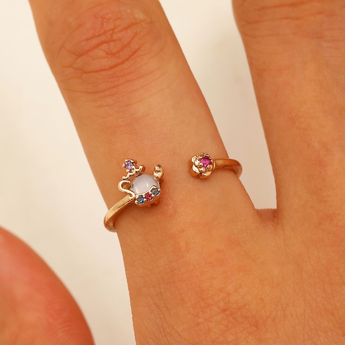 TEMU Anillo de mujer de , exquisito, hermoso y moderno, con incrustaciones de coloridas diamantes de y circonita artificial, ideal para fiestas, y