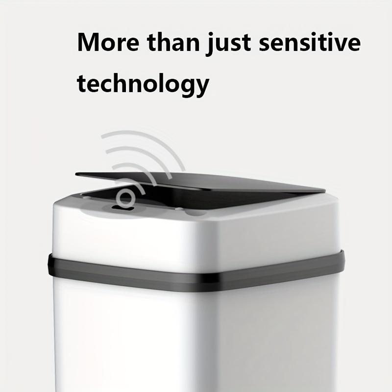 1pc smart automatic sensor trash can with lid plastic garbage bin container silent operation for home kitchen living room bathroom adaptive delay closing technology details 6