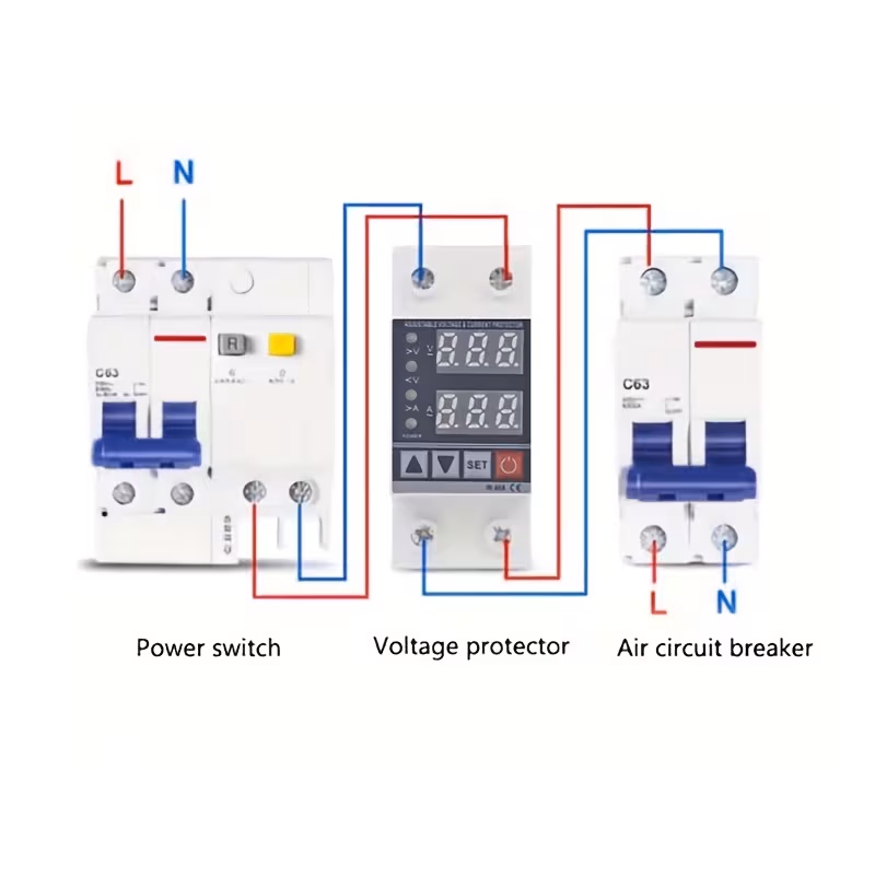 voltage and overcurrent reclosing automatic reclosing adjustable overvoltage under voltage and overcurrent protector for refrigerators air conditioners tvs etc suitable for 220v single phase circuits multiple Product details 1