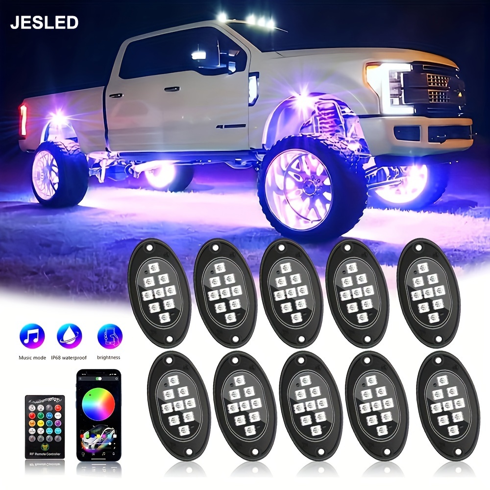 JHdril 8 Pods RGB LED Rock Lights Luz Exterior Multicolor - Temu