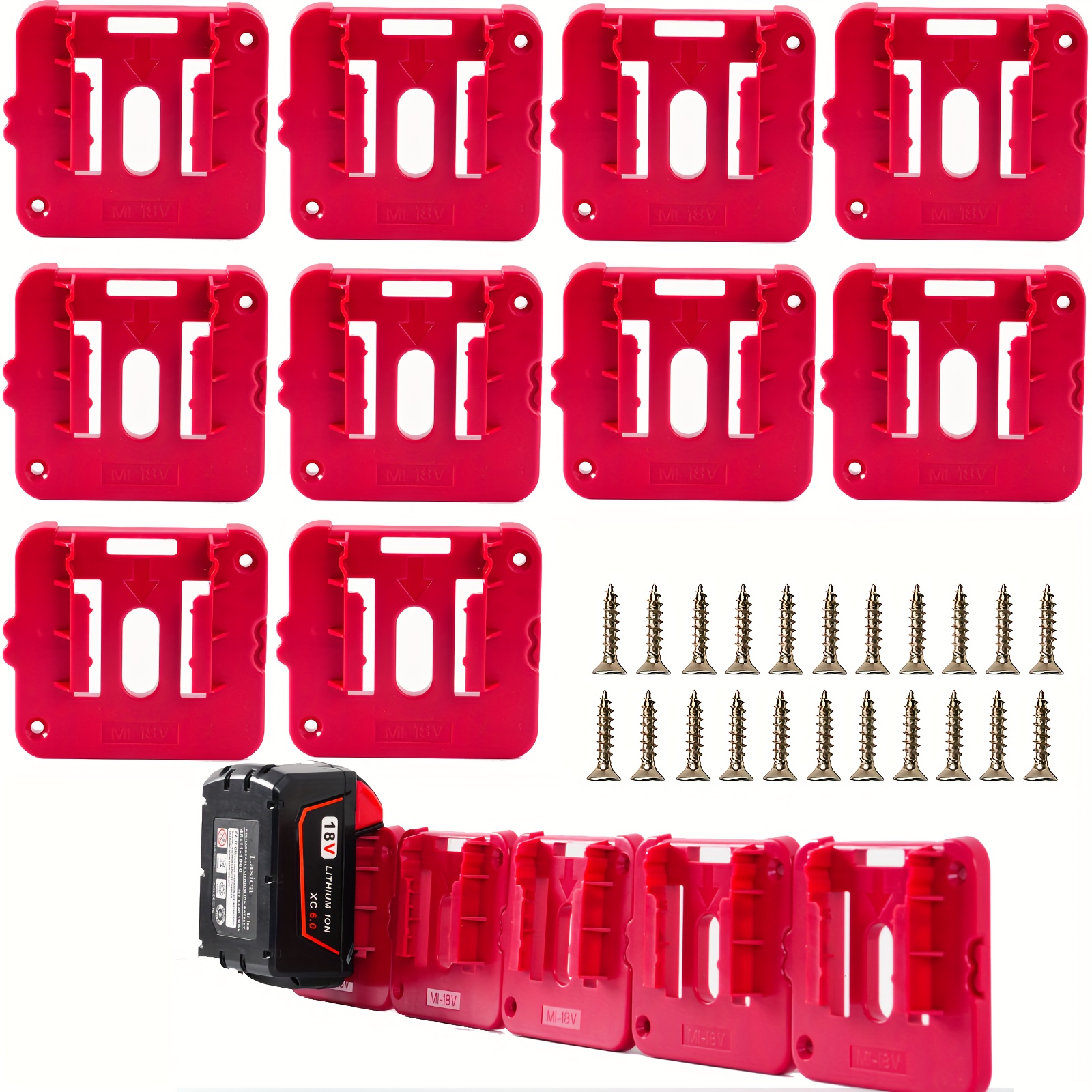 

5/10pcs Battery Holders For Milwaukee 18v Mounts Fit For Milwaukee M18 18v Lithium Battery (with 12/22 Screws, No Battery)