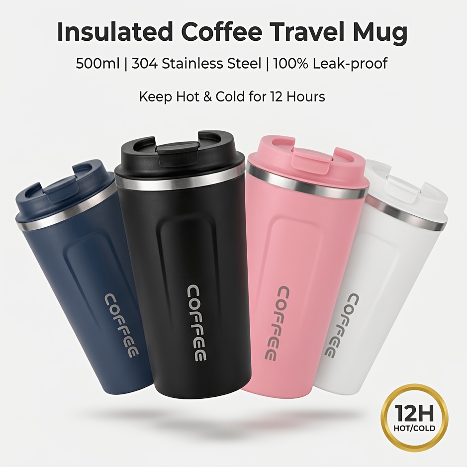 stainless steel vacuum coffee mug sold on Temu United States