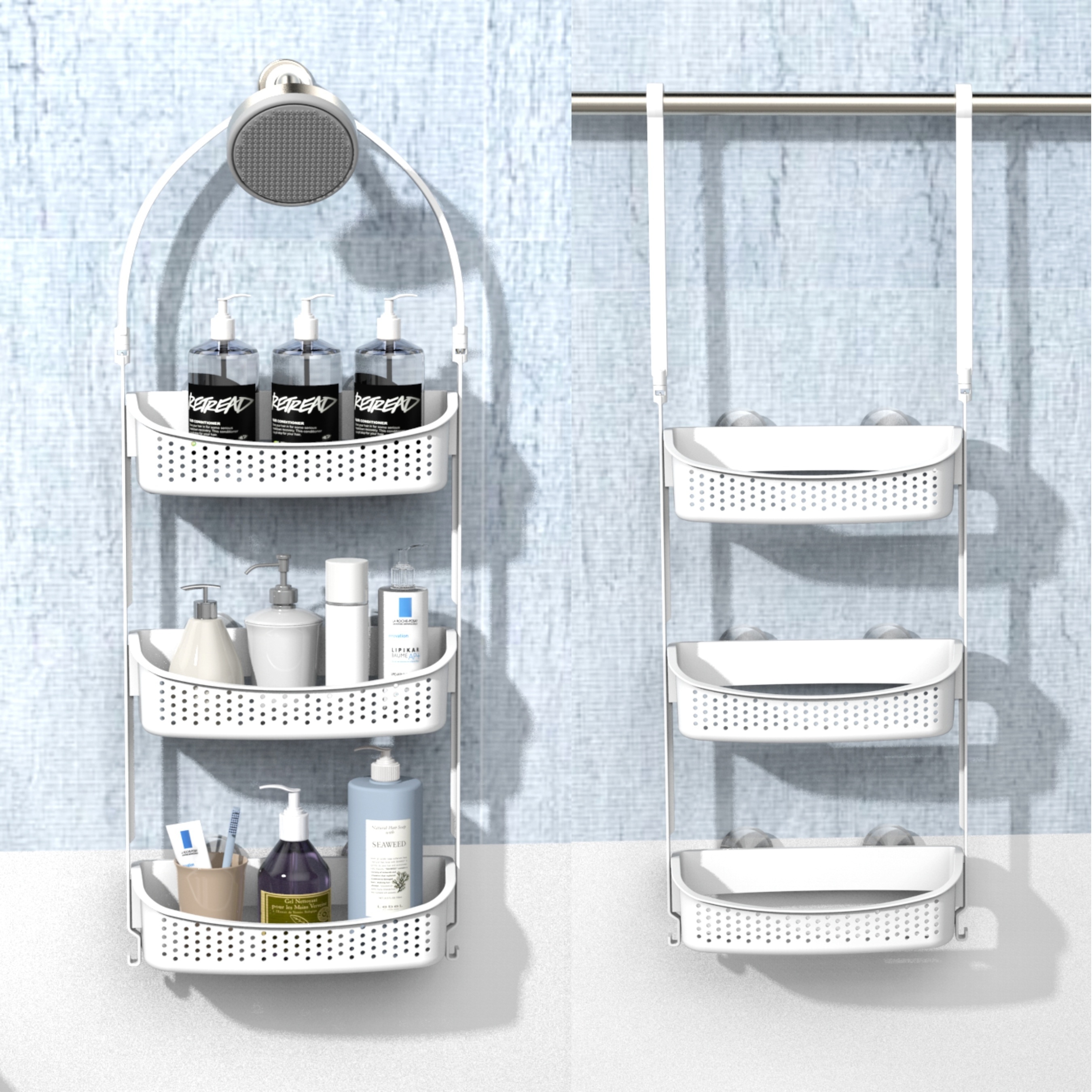 

Multifunctional 3-layer Bathroom Rack Plastic Bathroom Rack Toiletries Storage Rack Rack Hanging Bathroom Rack Towel Rack (white)