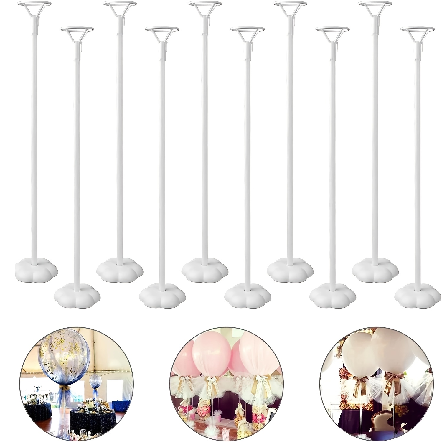TEMU 10 Sets Of Balloon Stick Brackets With Bases For Decorating Of The Desktop, Including Birthday Parties, Weddings