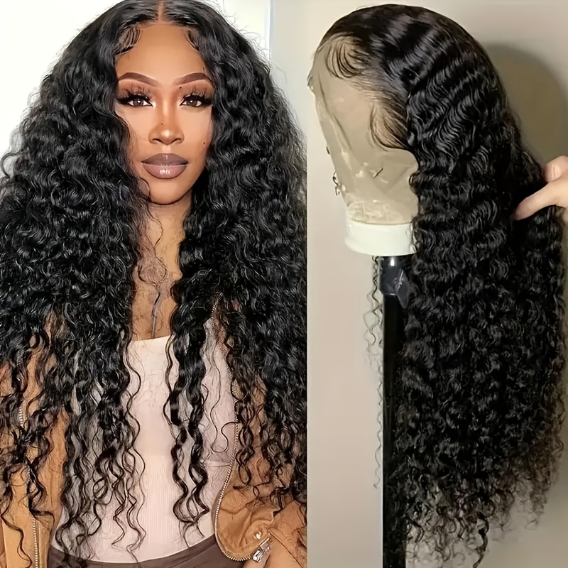 Image of 250 Density Real Human Hair Glueless Wigs Pre Cut No Glue 13x6 Deep Wave Lace Front Wigs Human Hair For Women