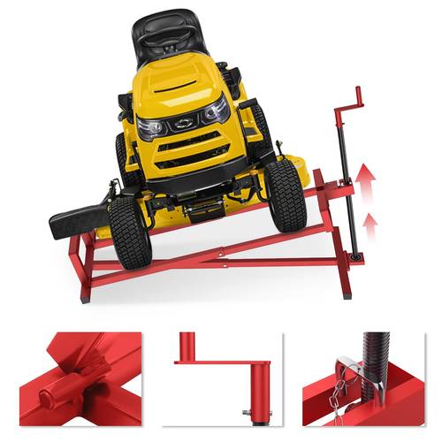 item picture 885 lbs capacity lifting jack for garden tractors riding lawn mower maintenance lift with hand crank and power extension handle telescopic maintenance jack