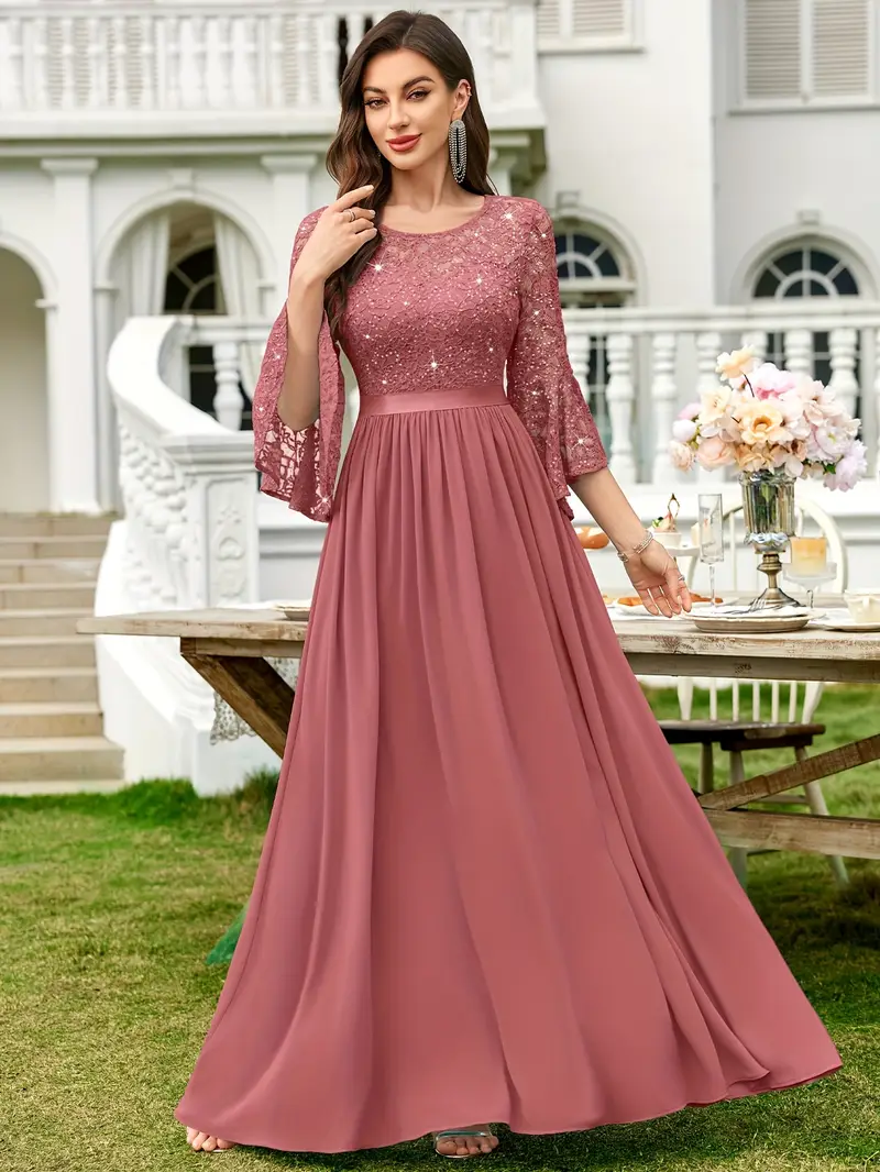 womens elegant scoop neck sequin lace chiffon swing hem - Temu United Arab Emirates womens elegant scoop neck sequin lace chiffon swing hem - Temu United Arab Emirates