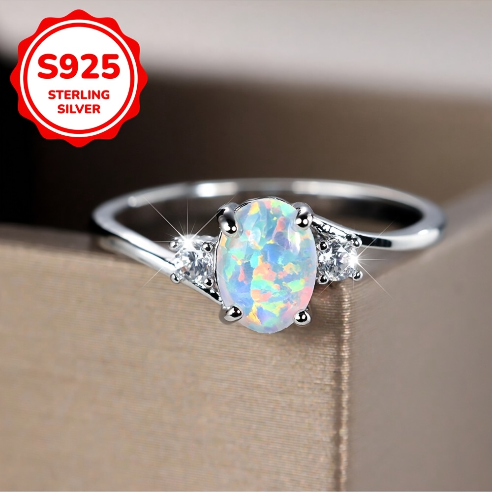 1.7g Elegant 925 Sterling Silver Oval Ring Women's Engagement Wedding Gift
