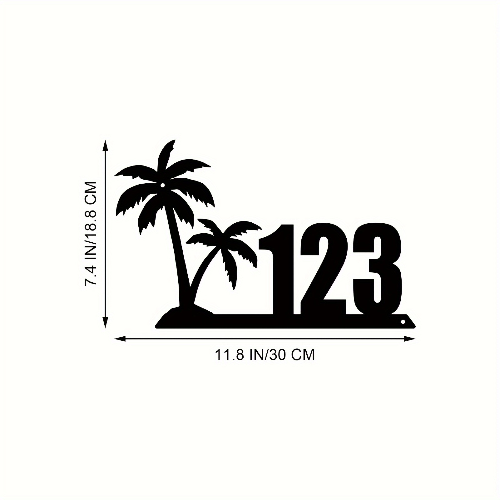 TEMU 1pc Personalized Palm Tree Door Number - Heavy-duty Iron Construction, Large Clear Number Display - House Number Plate For Front Door, Driveway,