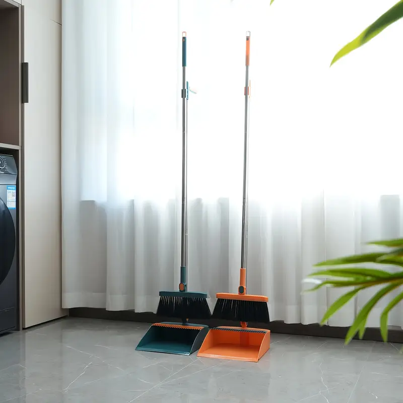 1 set 2pcs household long handle broom and dustpan set upright foldable rotatable broom set with comb teeth great for household cleaning cleaning office kitchen wood floor pet hair indoor cleaning supplies cleaning tools home decor Product details 0