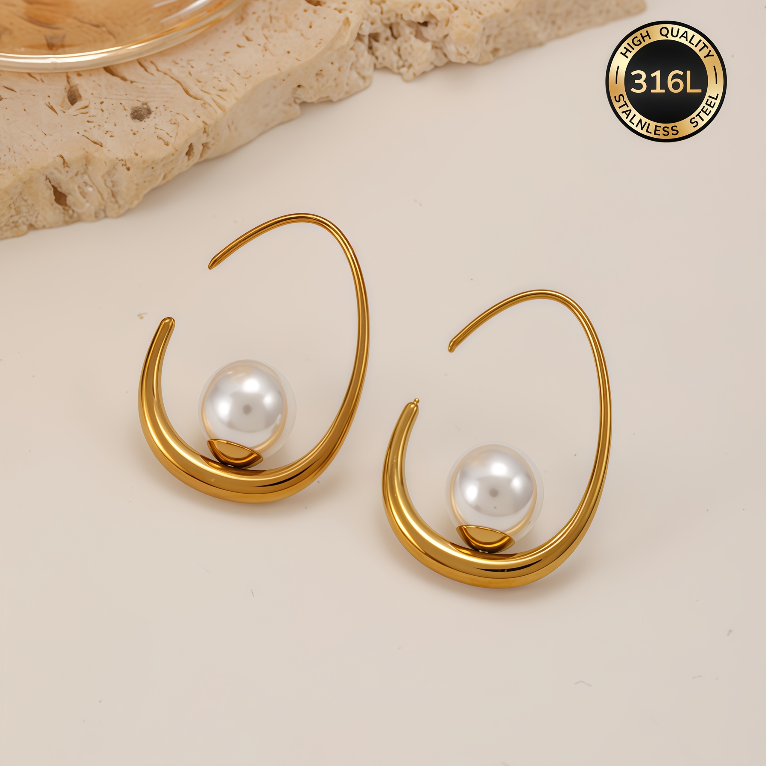 E-shop Hochwertige goldene Edelstahl-Ohrringe für Damen, bequem vielseitig. Hochwertige modische Accessoires für den oder Partys. Ein Geschenk für die