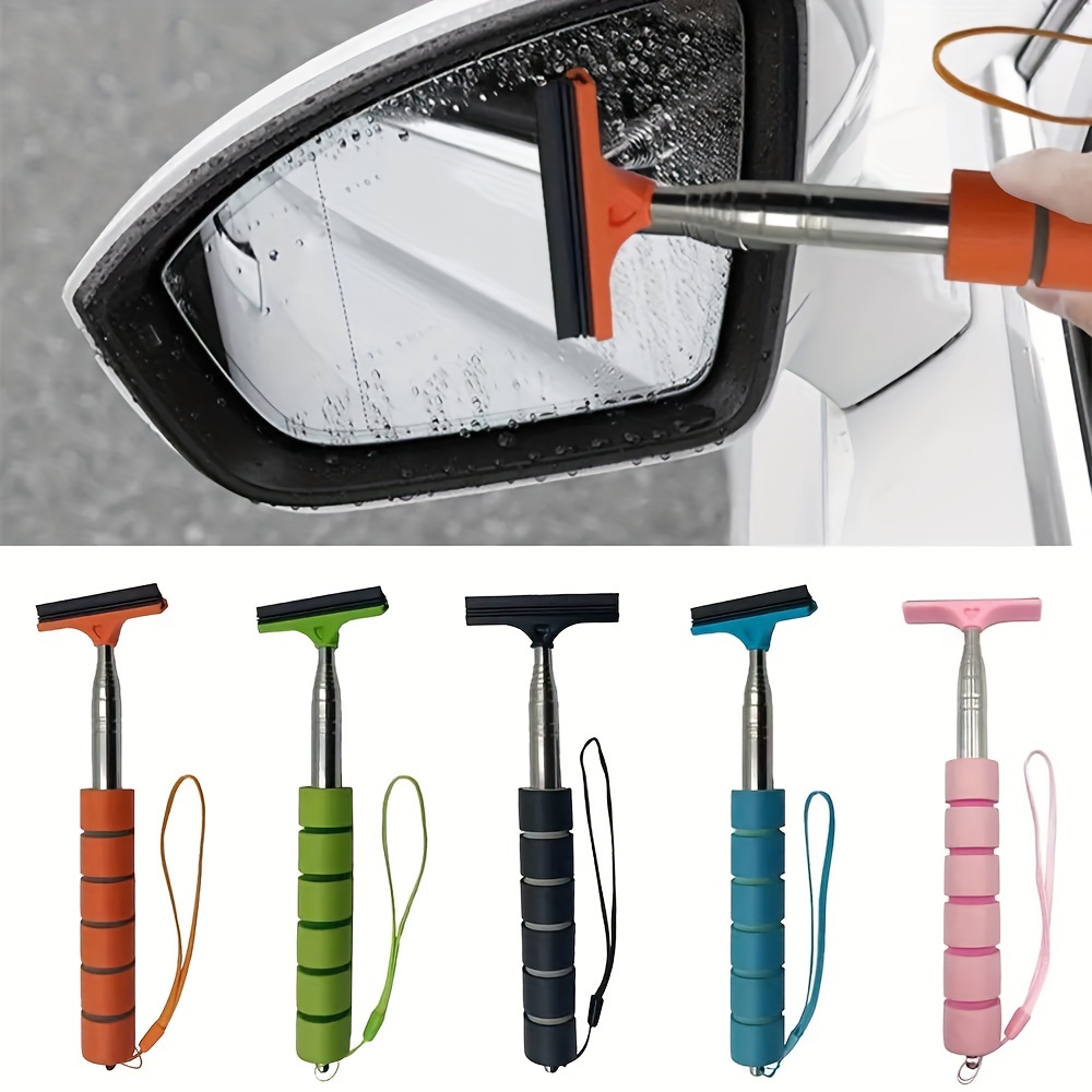 

Car Rearview Mirror Wiper Stainless Steel Telescopic Retractable Layered Brush Head Window Wash Cleaning Brush Handheld Wiper