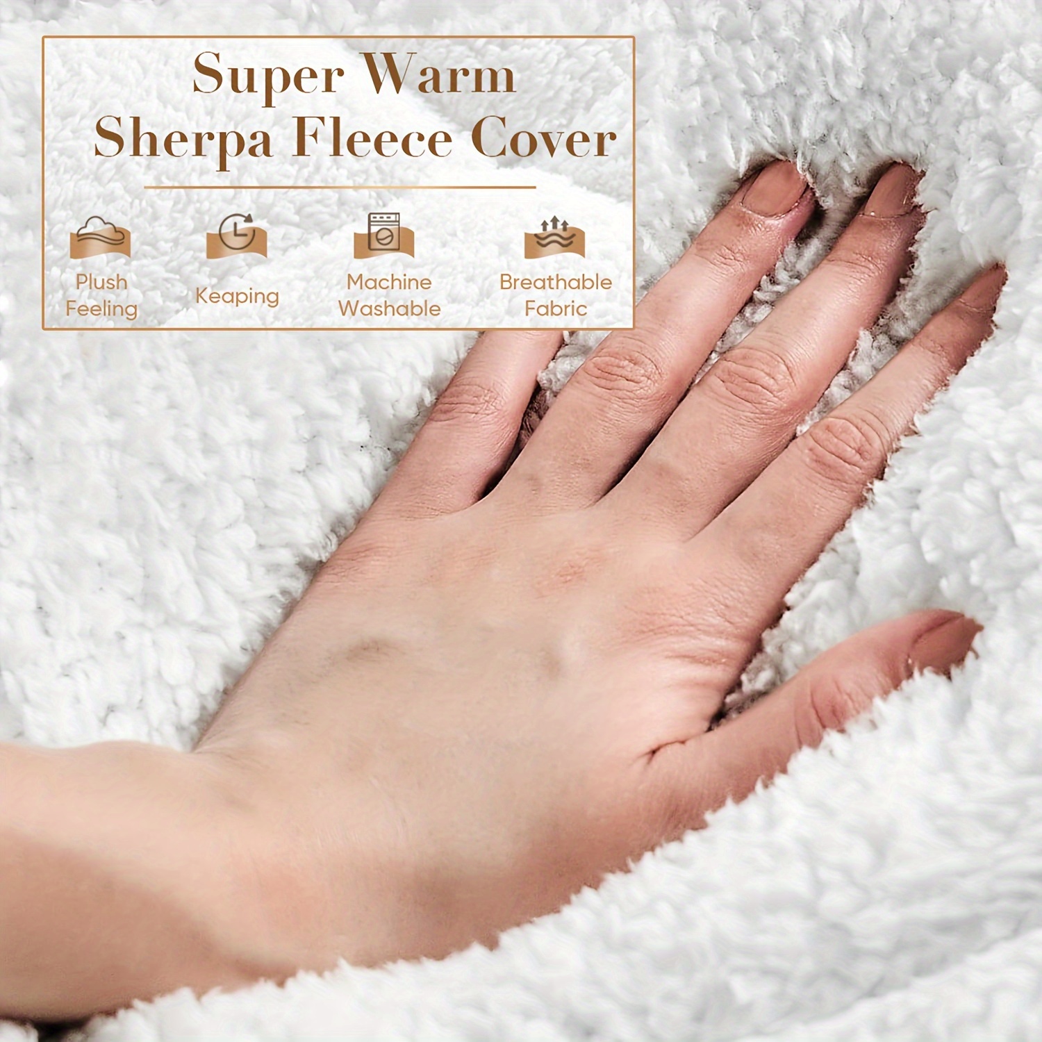 Sherpa Fleece Bed Cover, a Warm And Soft Bedding Protector Suitable for Sleep, Featuring an Ultra-Thick Luxurious Long-Pile Fleece Design, Soft Long-Pile Fleece Pillow Top, Polyester Filling, And Machine Washable for Autumn And Winter Bedroom Warmth