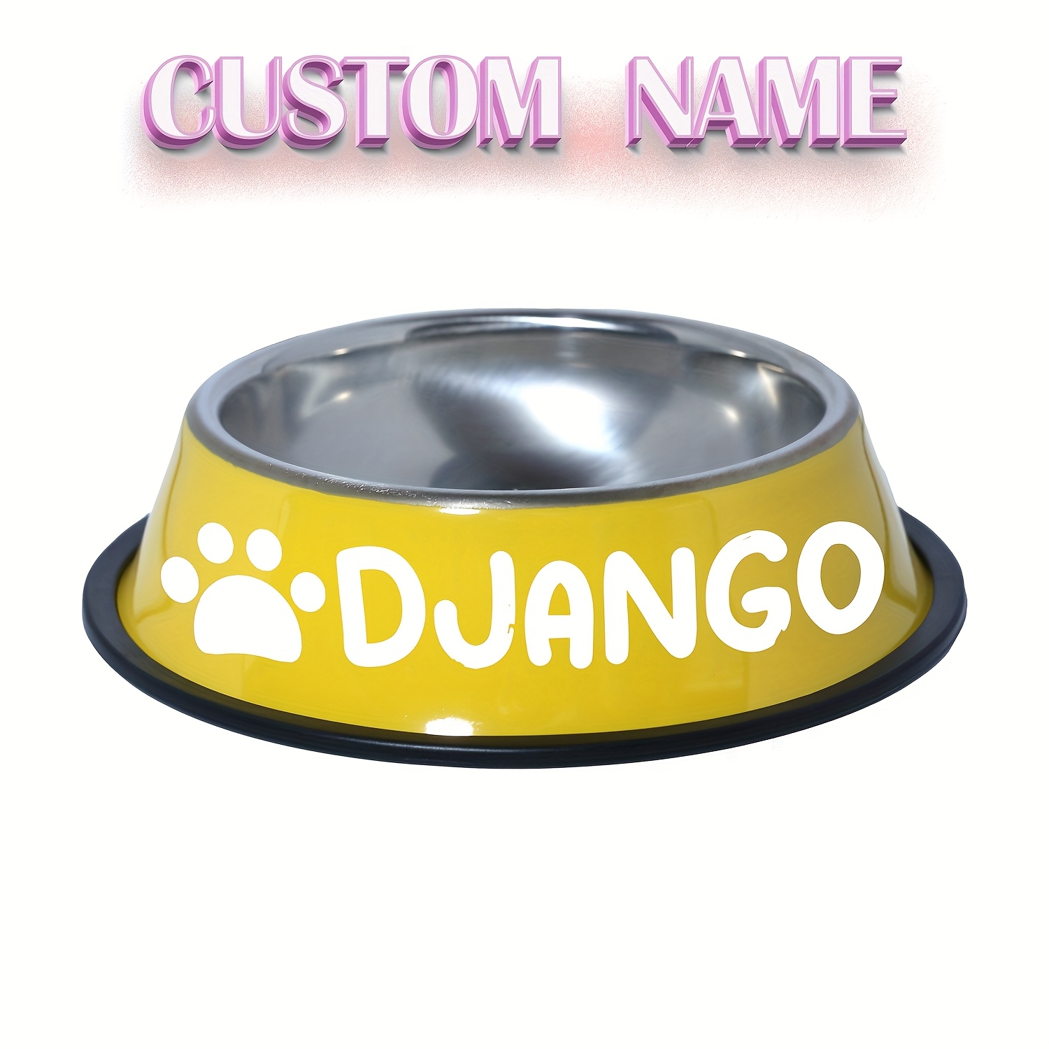TEMU Custom Engraved Stainless Steel Pet Bowl - Non-tipping, Non-slip Base, Suitable For Dogs And Cats, Personalize Your Pet's Name - Ideal For Food