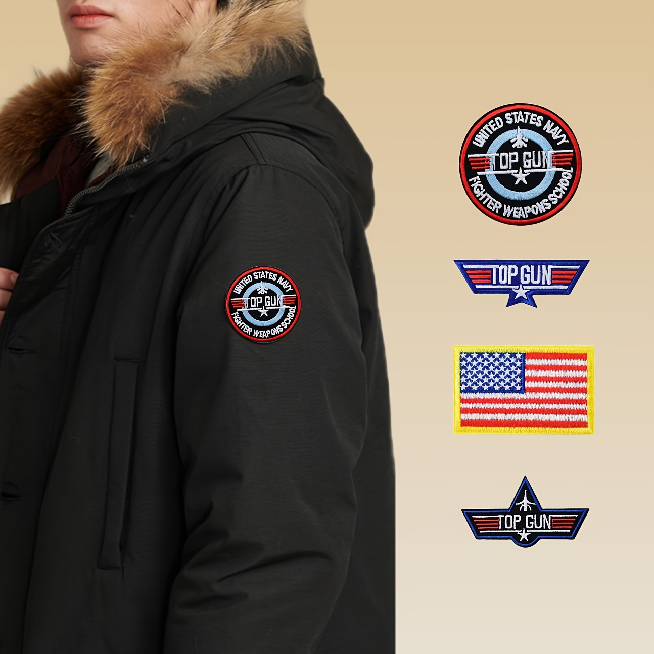 

4pcs Set Of Men's Aviation Military Pilot Embroidery Patches, Suitable For Clothes, Hats And Backpacks