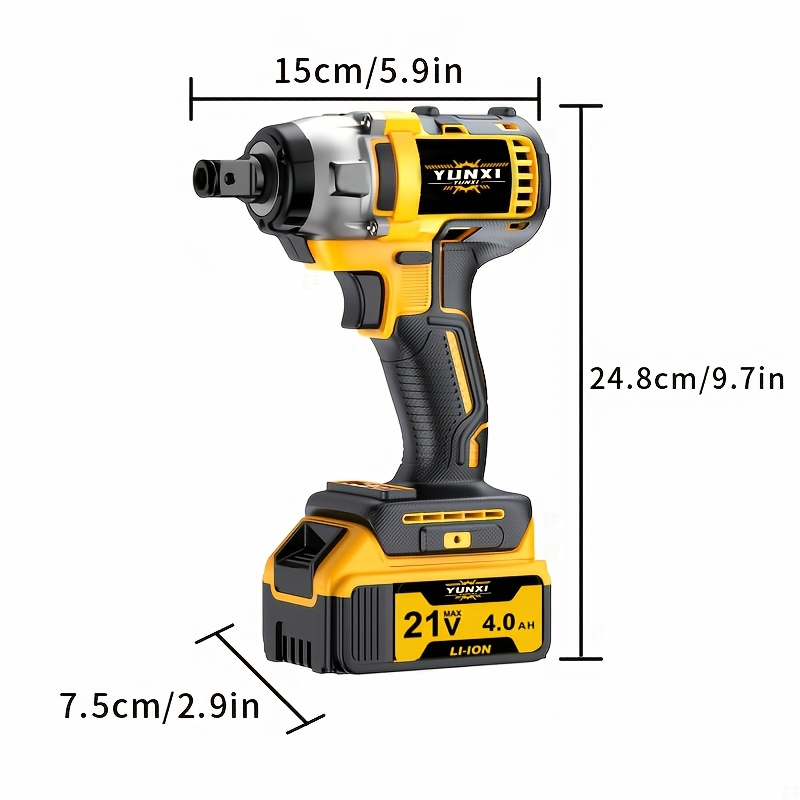 Cordless Impact Wrench Set with Lithium-Ion Battery, Charger, and Accessories for Home and Automotive Repair