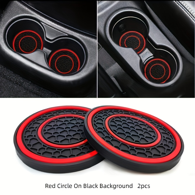 

2pcs Pvc Double Car Cup Holder Coasters, Non-slip & Inserts, Universal Vehicle Interior Accessories,