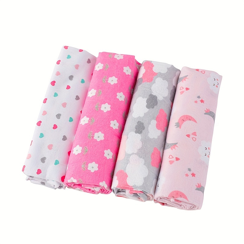 

4pcs Soft Cotton Swaddle Blankets - Cozy Flannel Wraps For