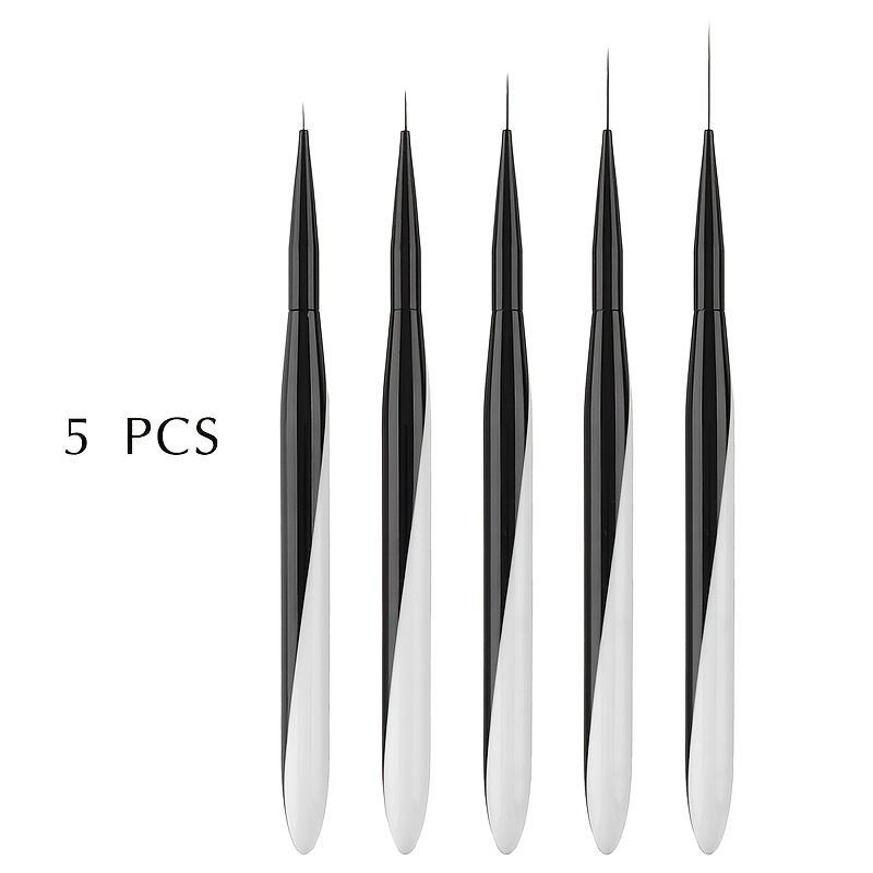 TEMU Nail Art Brush Set - Gel And Nail Polish Liner Brushes For Intricate Stripes, Floral, And Leaf Designs, Sizes 6/9/12/15/18mm - And Professional