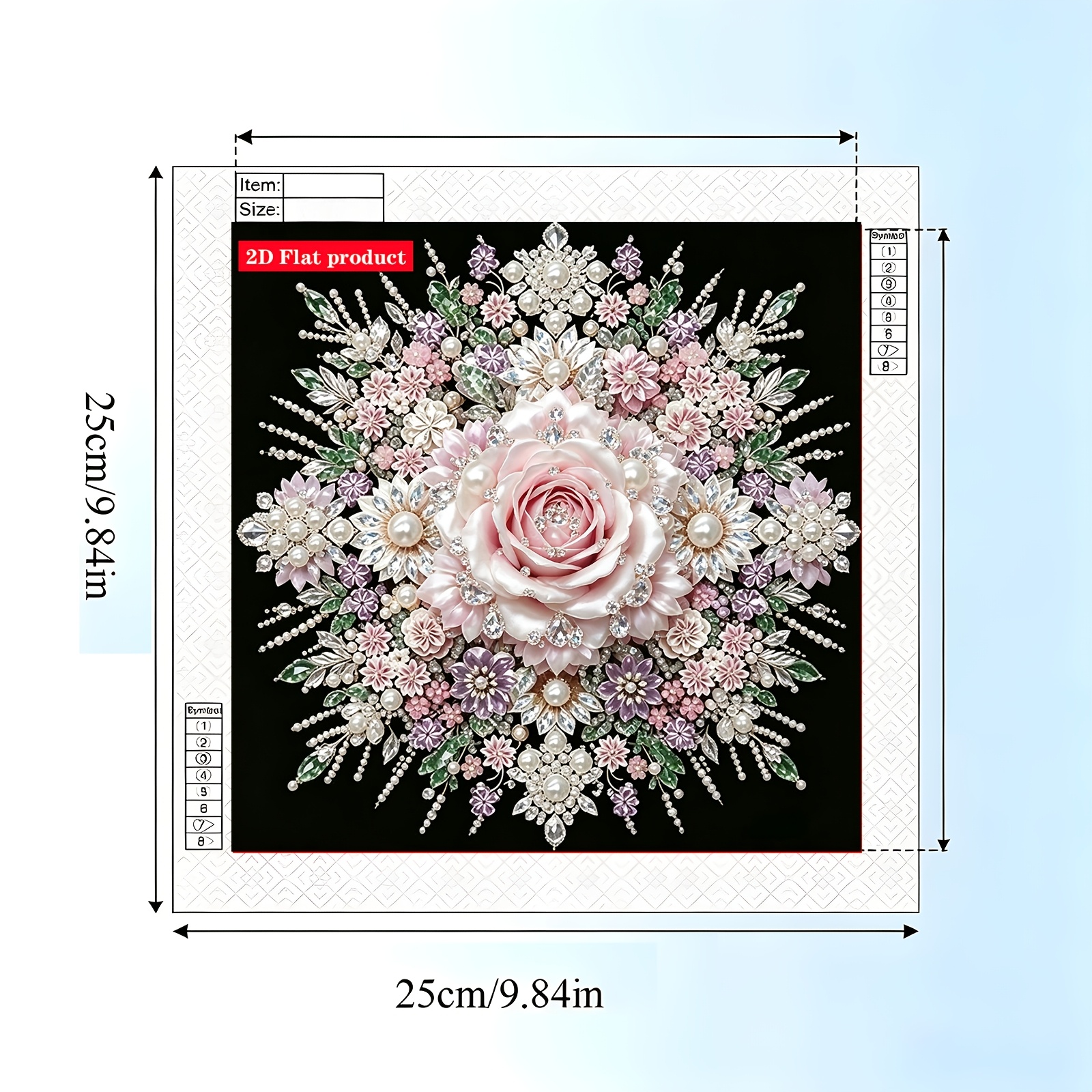 TEMU 2d Flat Light Pink Pearl Rose Mandala Diamond Painting Kit, Irregular Shaped Pearl Partial Diamond Inlay Mosaic Painting Kit, Coating Kit,