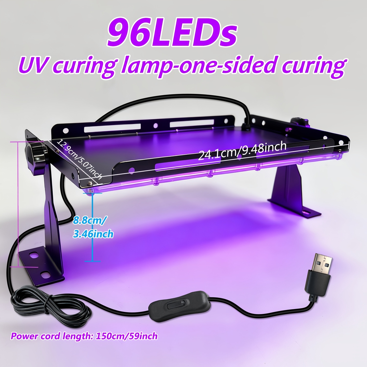 Upgraded High-angle Resin Curing Lamp, Single-sided/double-sided Curing , More Uniform Curing Method, More Perfect Resin Crafts, With 144/96pcs Lamp Beads, High Wattage For Strong Effect. Usb Plug