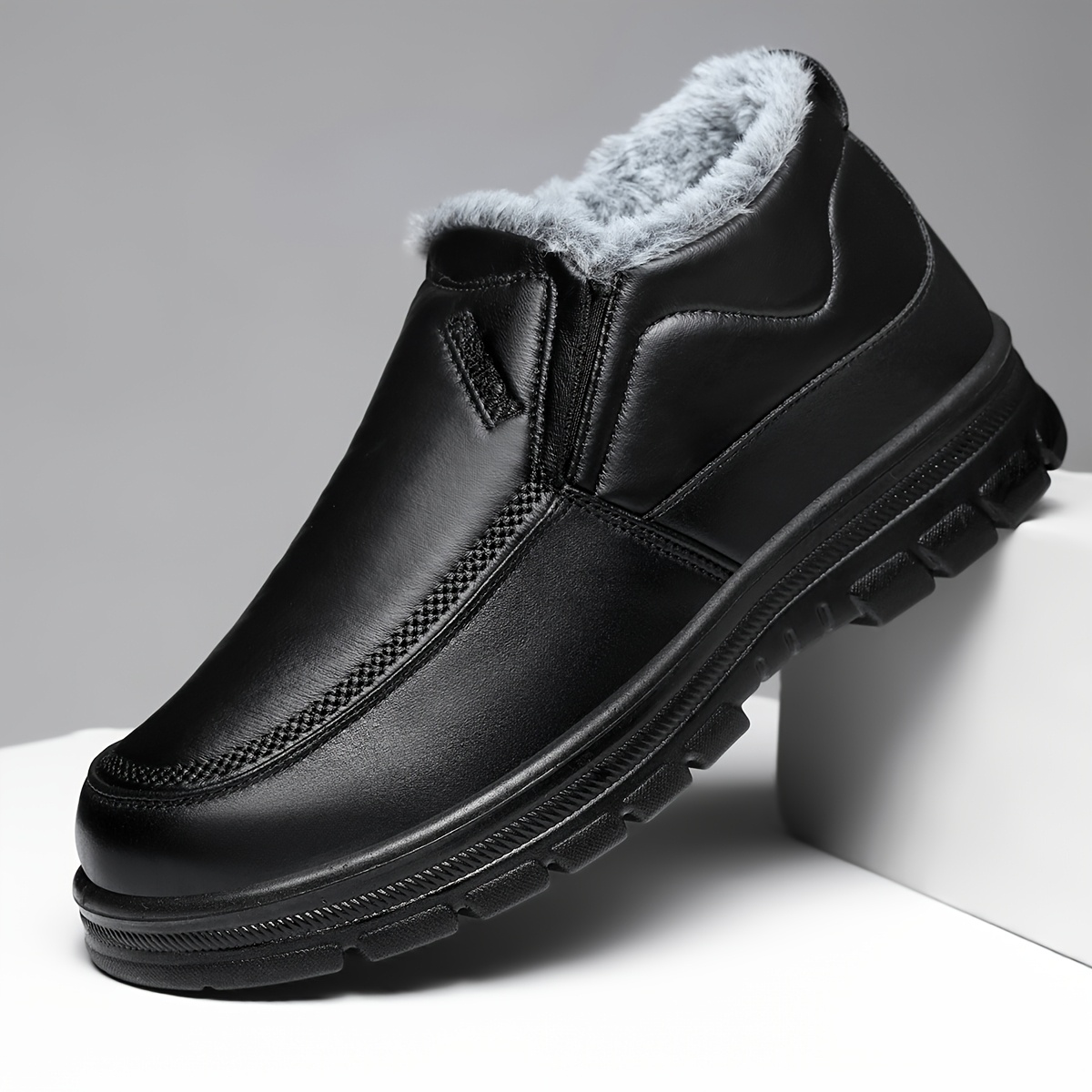 TEMU Winter Snow Boots Men's Style Non-slip Warm Middle-aged Casual Large Size Lightweight Sole Comfortable Men's Boots, Fleece-lined Thickened Men's