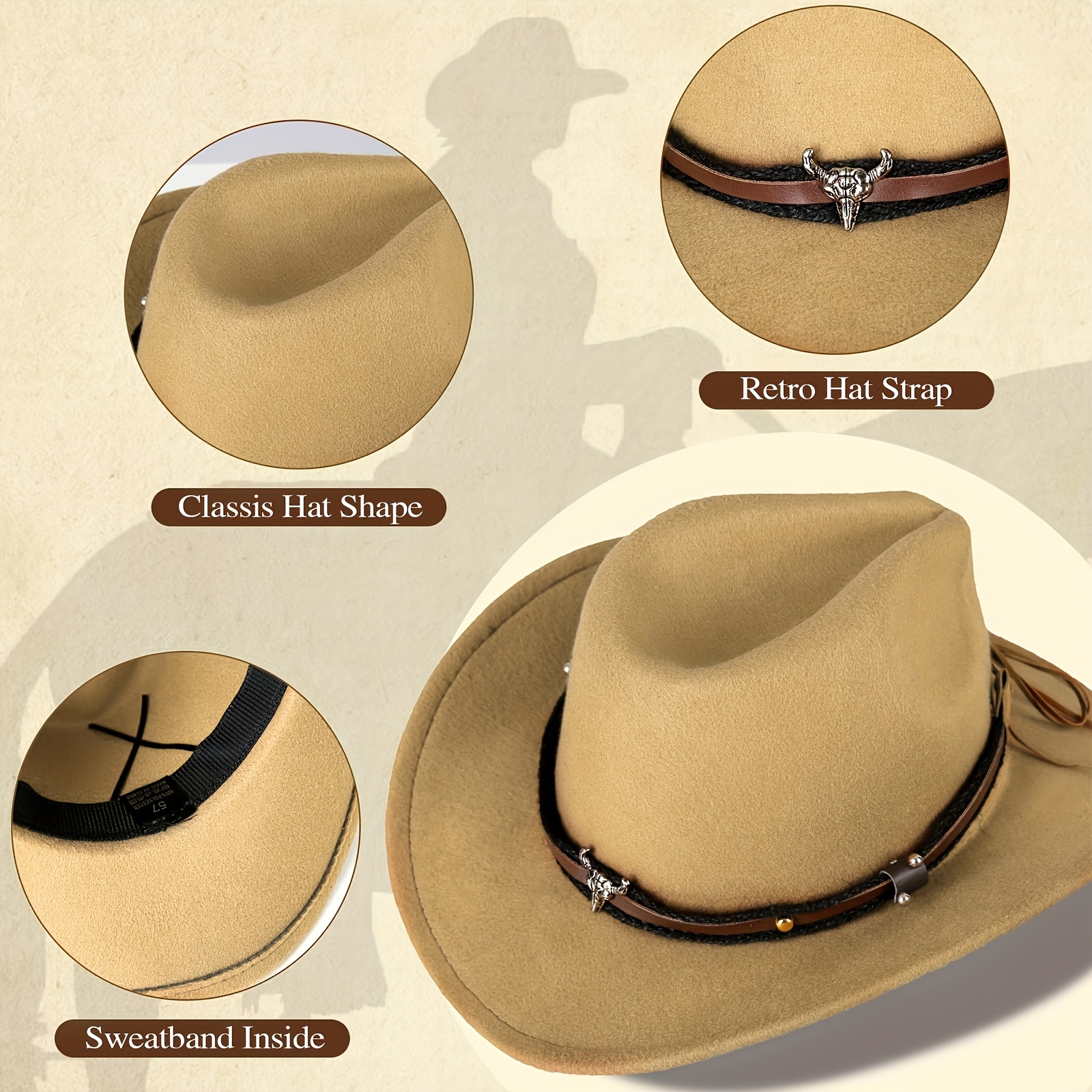 Chapeau De Cowboy Décontracté En Coton - Taille 32cm, Cosplay Ou Protection - Neuf Avec étiquettes