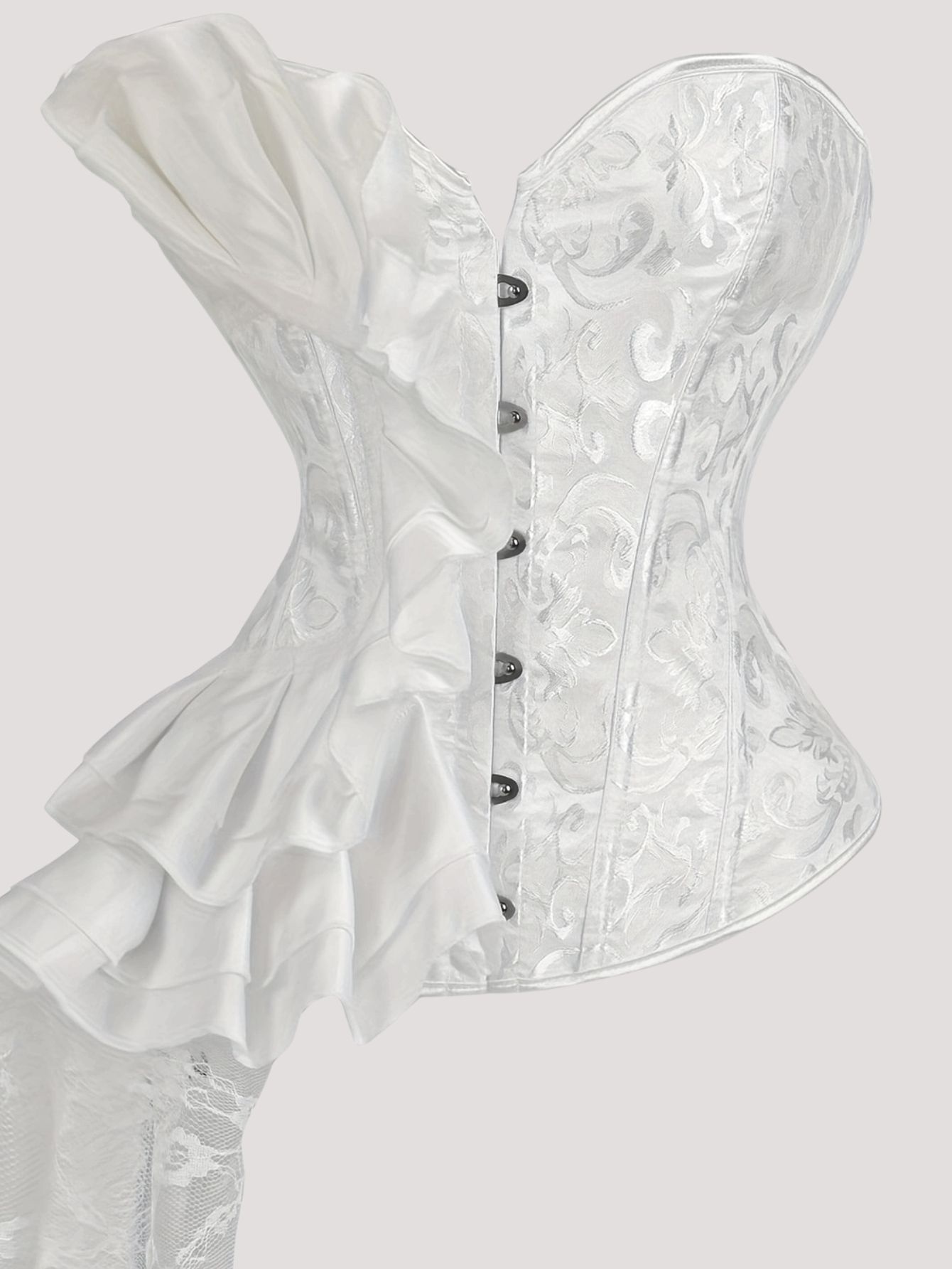 lace up layered corset（white,F） Shiny White Over Bust Corset - Laced Corset – Miss Leather