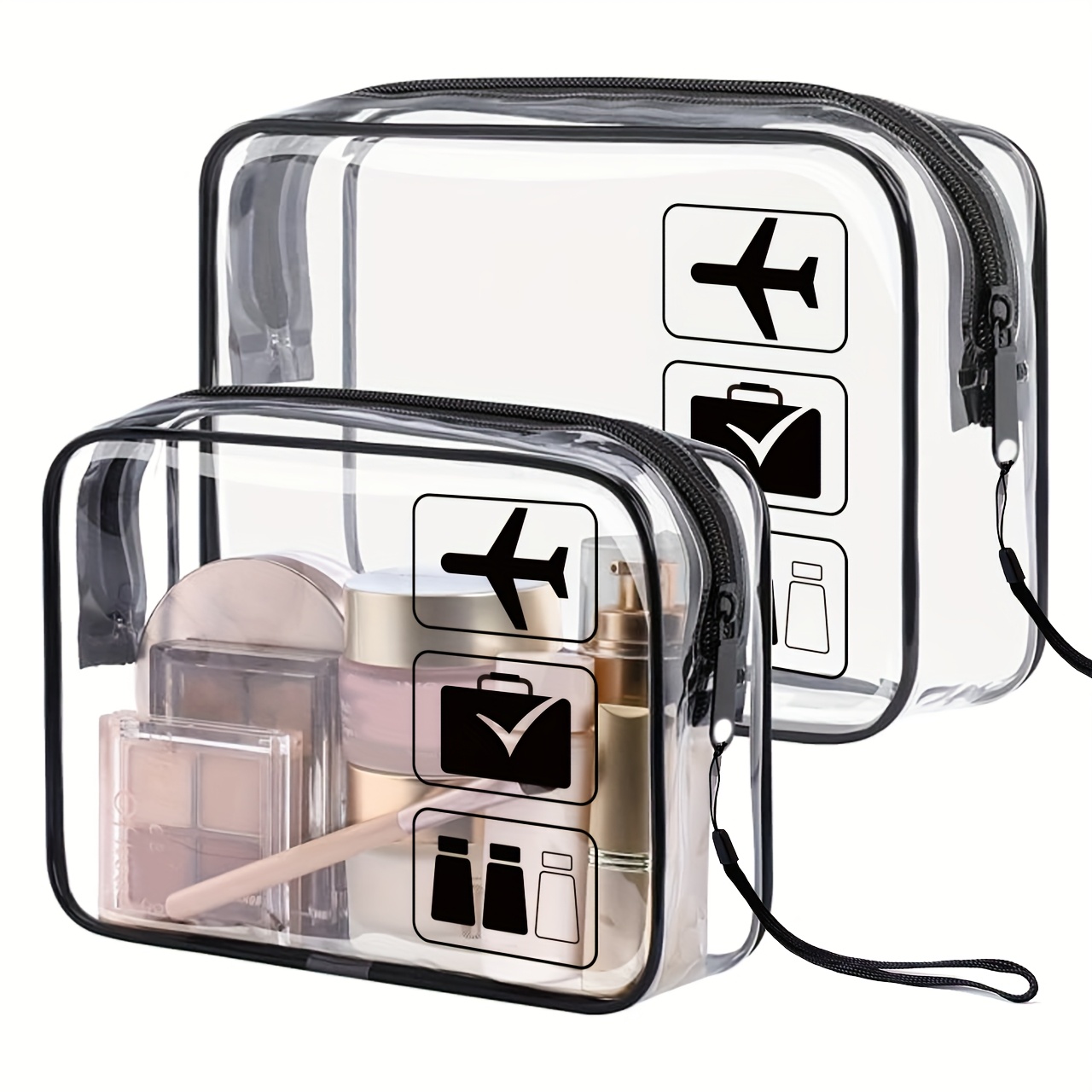 

Transparent Open Capped Beauty Case Collapsible Upright Toilet Kit For Traveling Shopping Bathroom