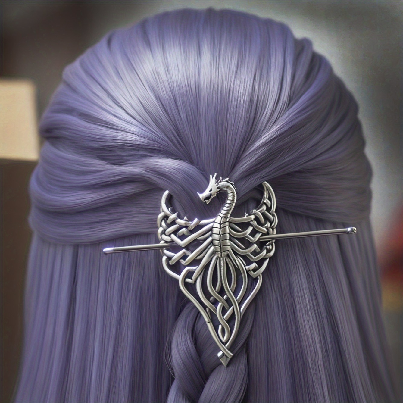 NWT Silver Dragon Hair Stick Celtic Fantasy Hair Clip Amazon.com : Norse Celtic Wedding Hair Accessories-Viking  main image 3