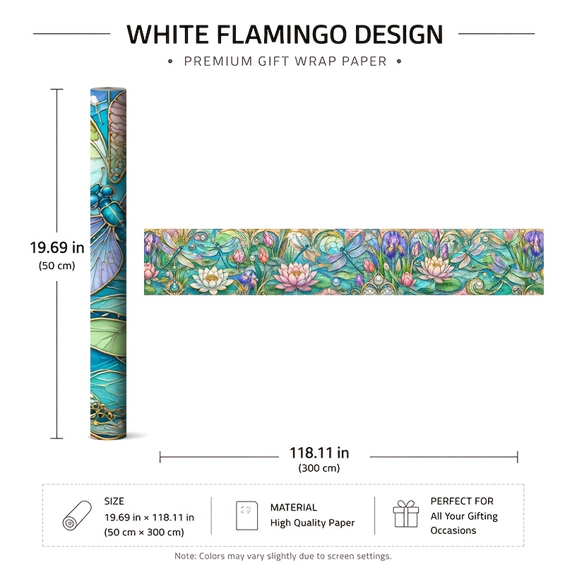 TEMU 1 Rolle 50X300Cm (19.7X118.1In) Geschenkpapier Modernes Blumenmuster Schönes Muster, zum Verschenken, Geburtstage & Feiertage, Lebendige Farben,