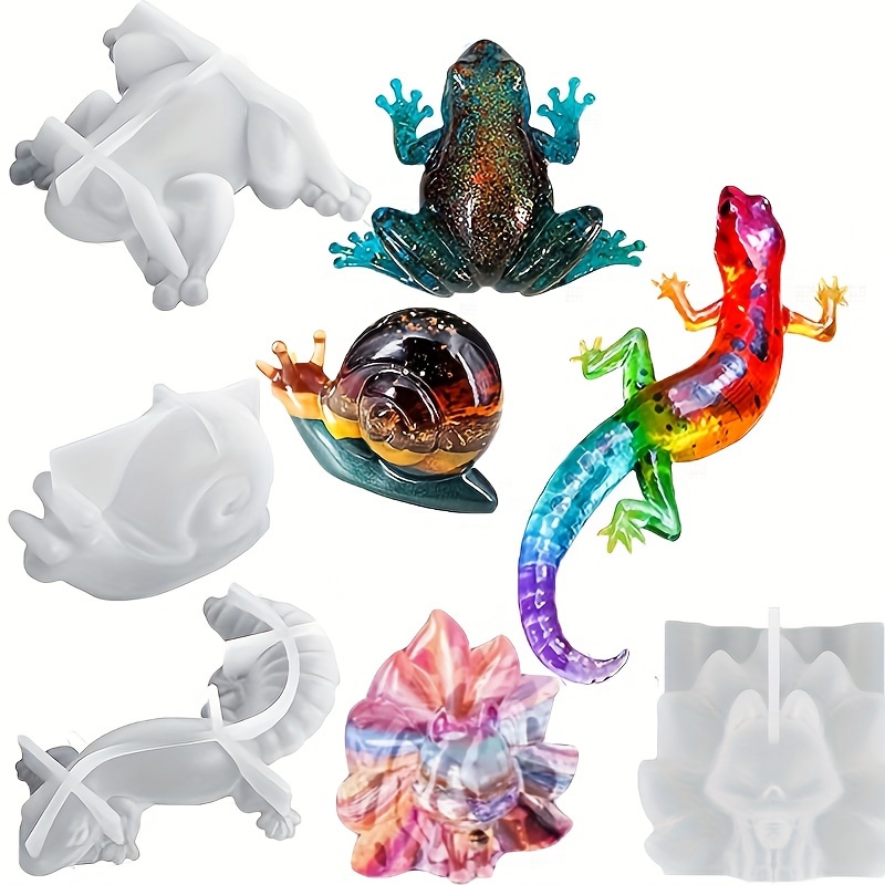 

4pcs Animal Resin Casting Molds - Silicone Crafting Molds For Lizard, Frog, Snail, Nine-tailed Fox - Perfect For Diy Resin Art, Candle Making, Jewelry Creation.