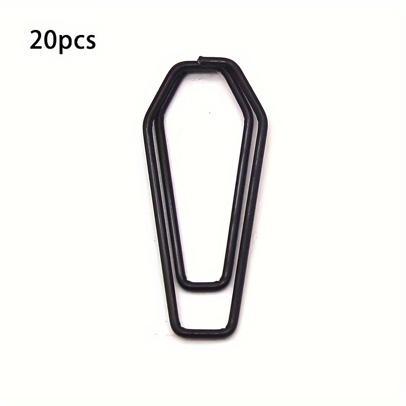 20 Pcs Coffin-shaped Metal Paper Clips: Fun Halloween Gift, Office Supplies, Black Bookmark, File Organizer, Iron Material