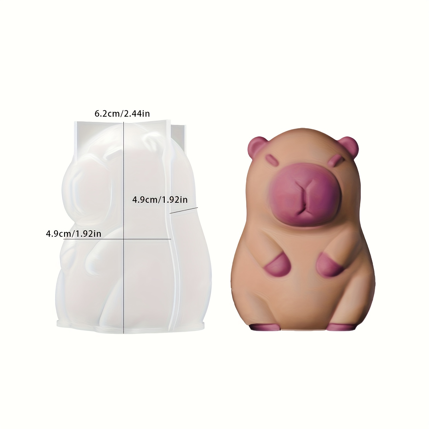 TEMU 1pc Cute Capybara Molds, Capibara, Candle Molds, Diy Resin Silicone Jewelry Molds, Diy Drip Molds, Water Buffalo Doll Scented Candle Silicone