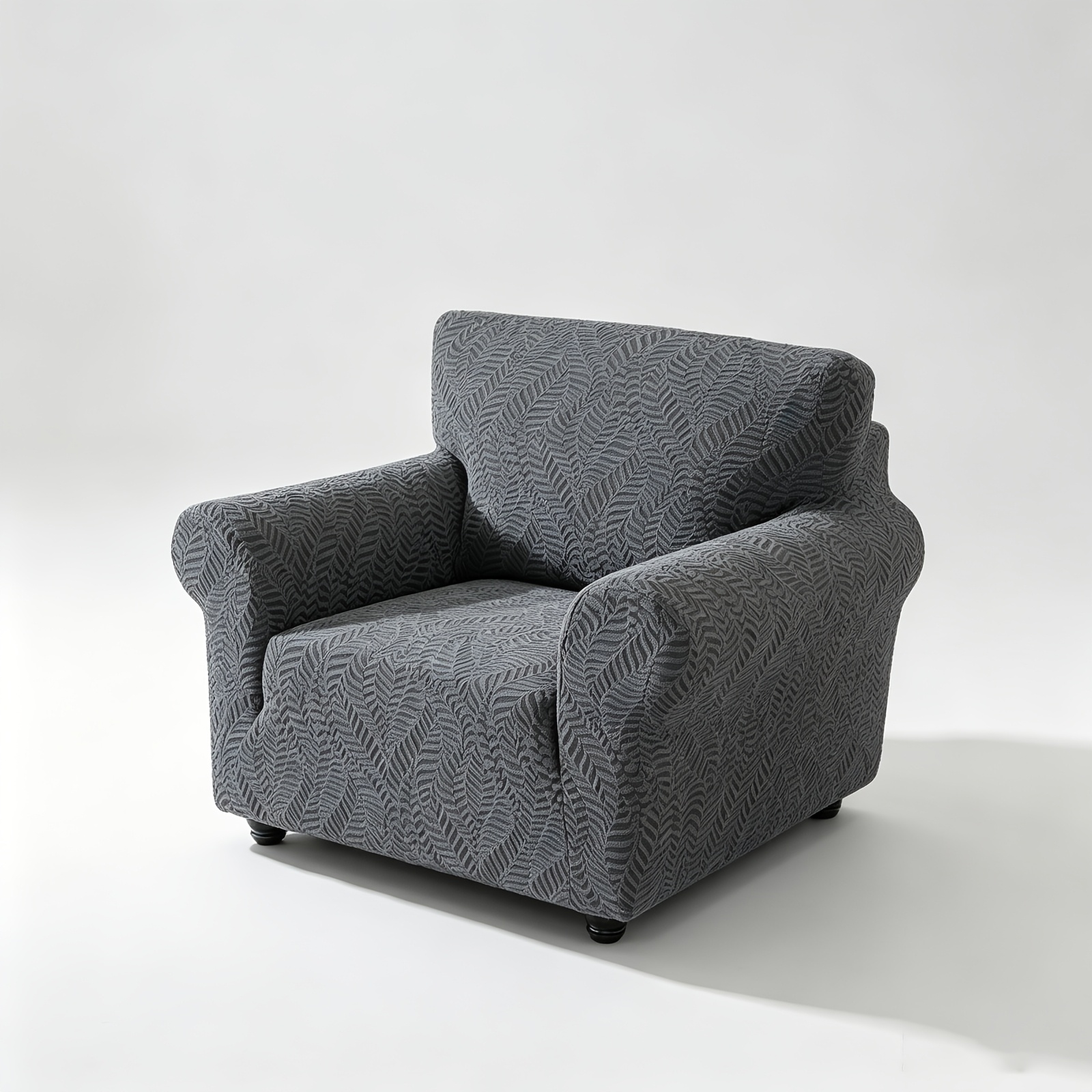 TEMU Thickened Leaf Jacquard Stretch Sofa Slipcover | Full Coverage Cat Scratch Resistant | Gray Geometric Oversized Universal Fit | Washable Couch