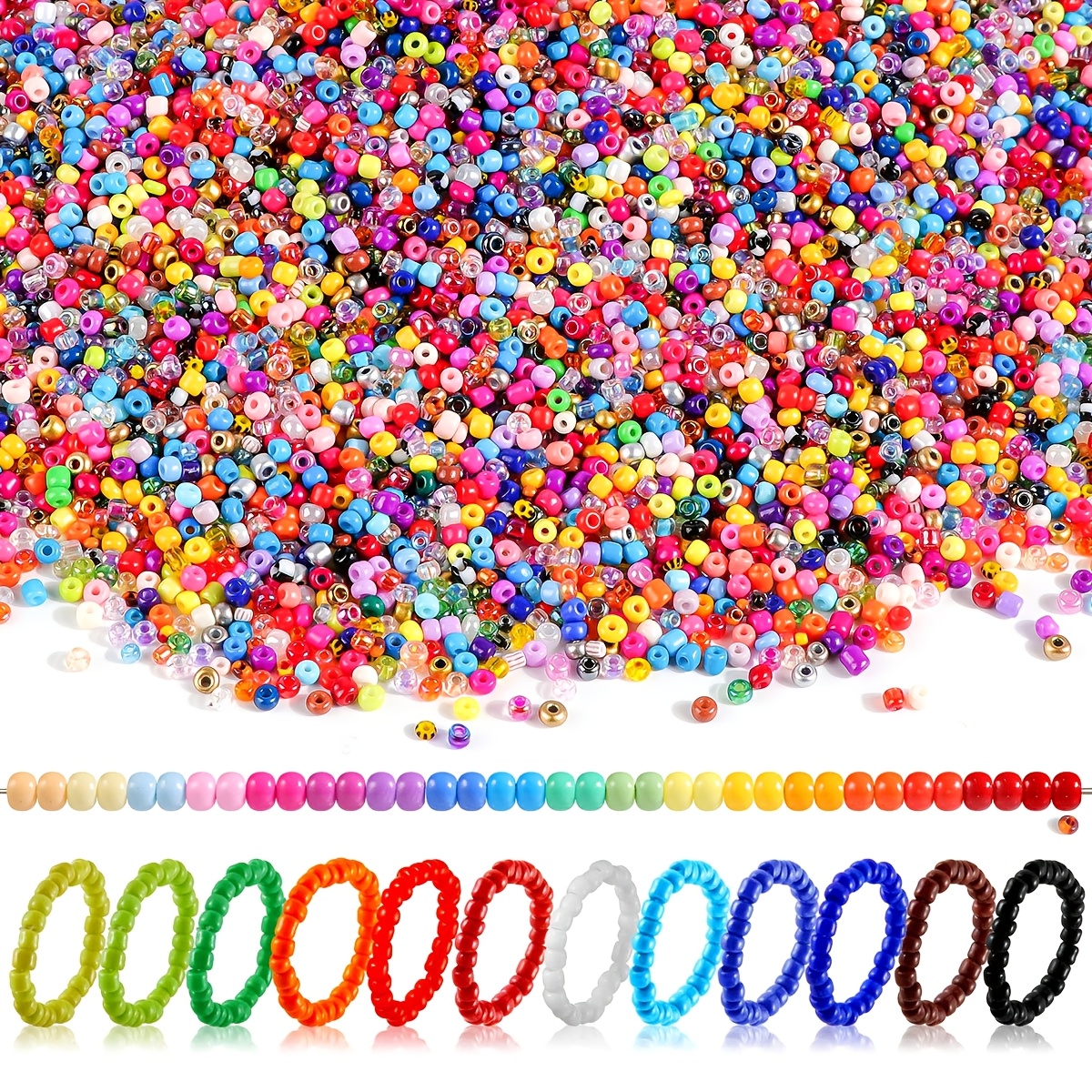 

1000/2000/5000pcs Perles de graines en verre transparent de couleurs mélangées 2mm/3mm pour la bijoux DIY, bracelets, , boucles d'oreilles, artisanat, idéal pour d' et les créatifs