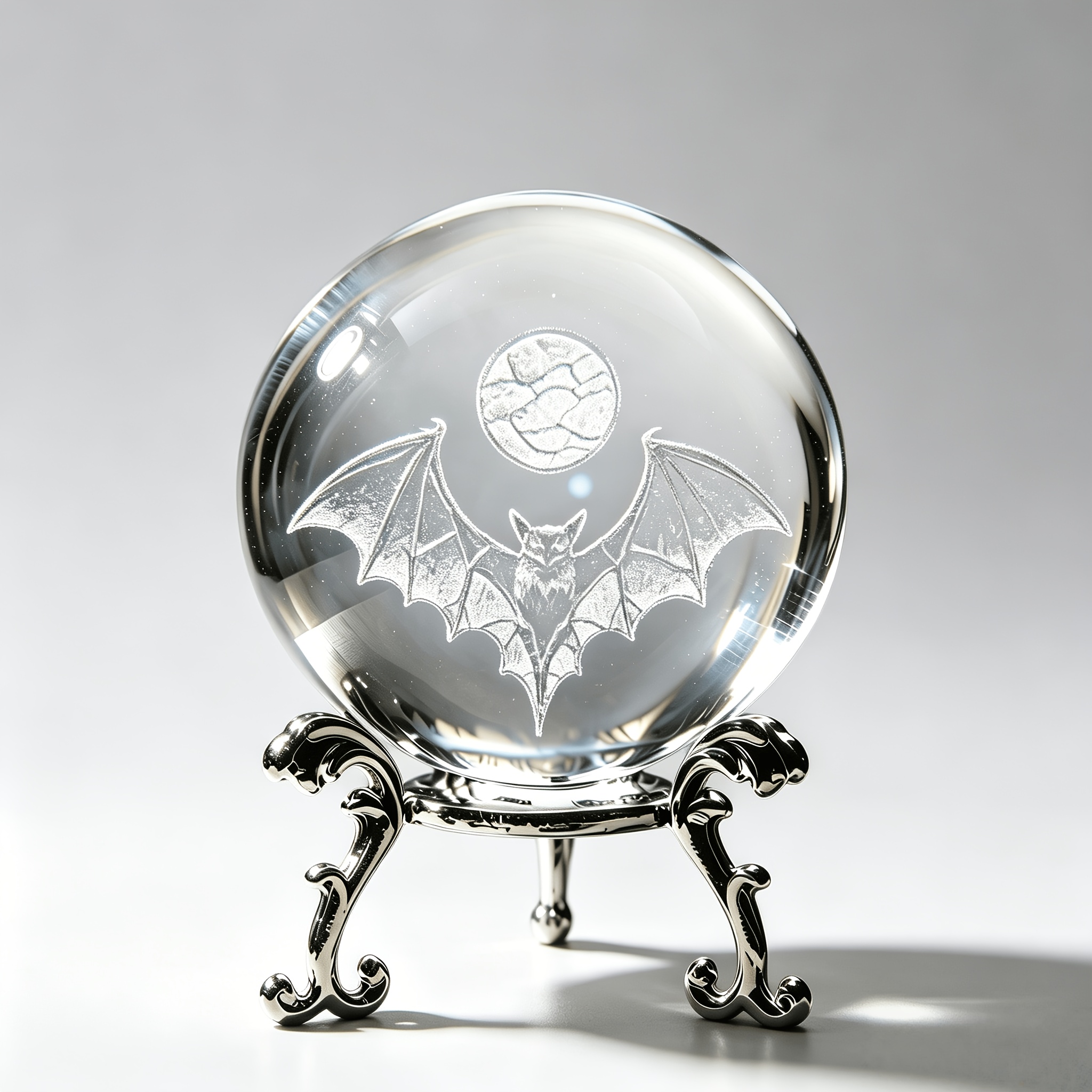 TEMU Ornement de boule de cristal intérieure sculptée de chauve-souris et pour Halloween avec support en métal, décoratif