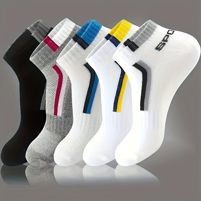 TEMU 5 Pairs Unisex Letter Graphic Socks, Sports & Breathable Low Cut Socks, Casual Stockings & Hosiery For Women & Men